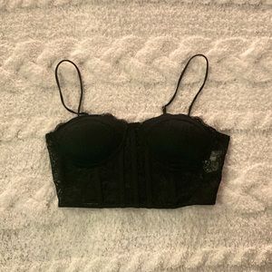 Forever 21 Black Floral Top-Bralett, Size S